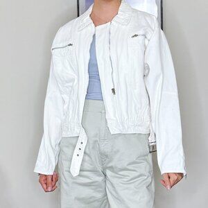 80's White Cropped Denim Jacket